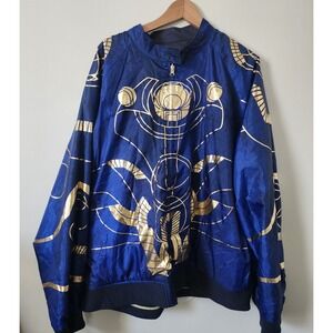 Marvel Bioworld Eternals Blue Reversible Windbreaker Bomber Jacket XXL
